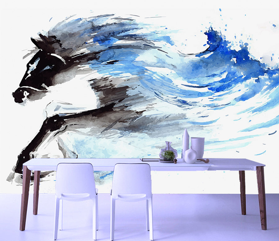 3D Blue Horse WG193 Wall Murals
