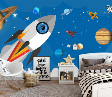 3D Rocket Planet 1432 Wall Murals
