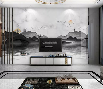 3D Black Hillside WC2296 Wall Murals