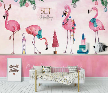 3D Flamingos In Pink Tones 2441 Wall Murals