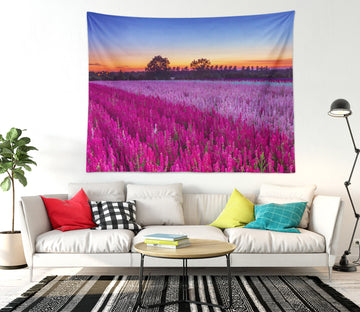 3D Red Pink Flower Field 11654 Assaf Frank Tapestry Hanging Cloth Hang