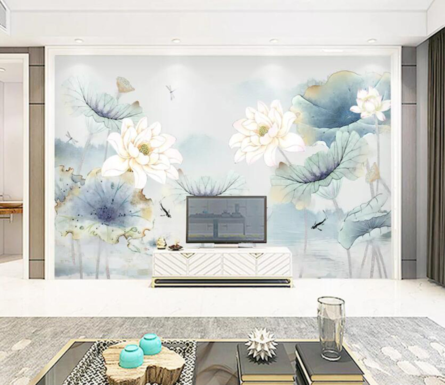 3D Lotus Pond WC50 Wall Murals Wallpaper AJ Wallpaper 2 