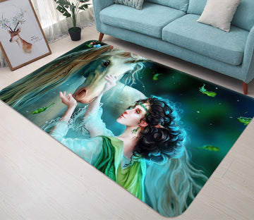 3D Woman Unicorn 24 Non Slip Rug Mat Mat AJ Creativity Home 