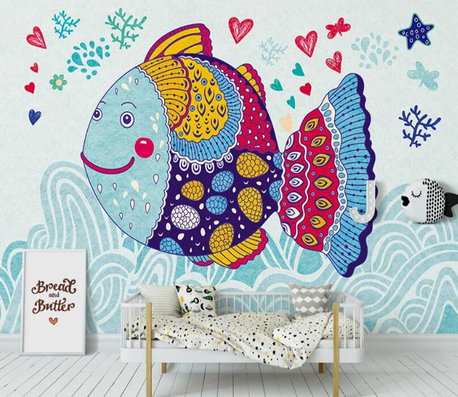 3D Colored Innocent Fish 1128 Wall Murals