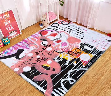 3D Pink Black Painting 123112 Misako Chida Rug Non Slip Rug Mat
