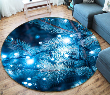 3D Branches Light 55266 Christmas Round Non Slip Rug Mat Xmas