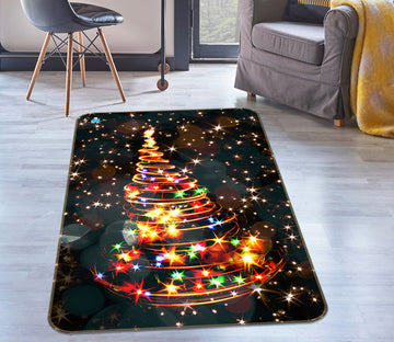 3D Color Star Tree 57038 Christmas Non Slip Rug Mat Xmas