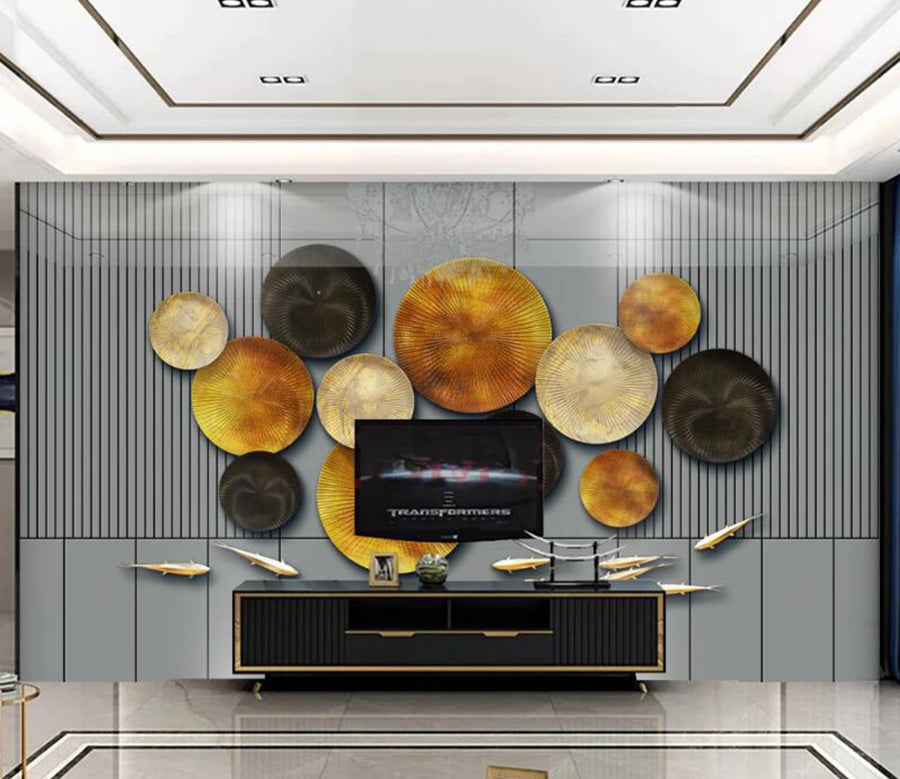 3D Tricolor Lotus Leaf 258 Wall Murals