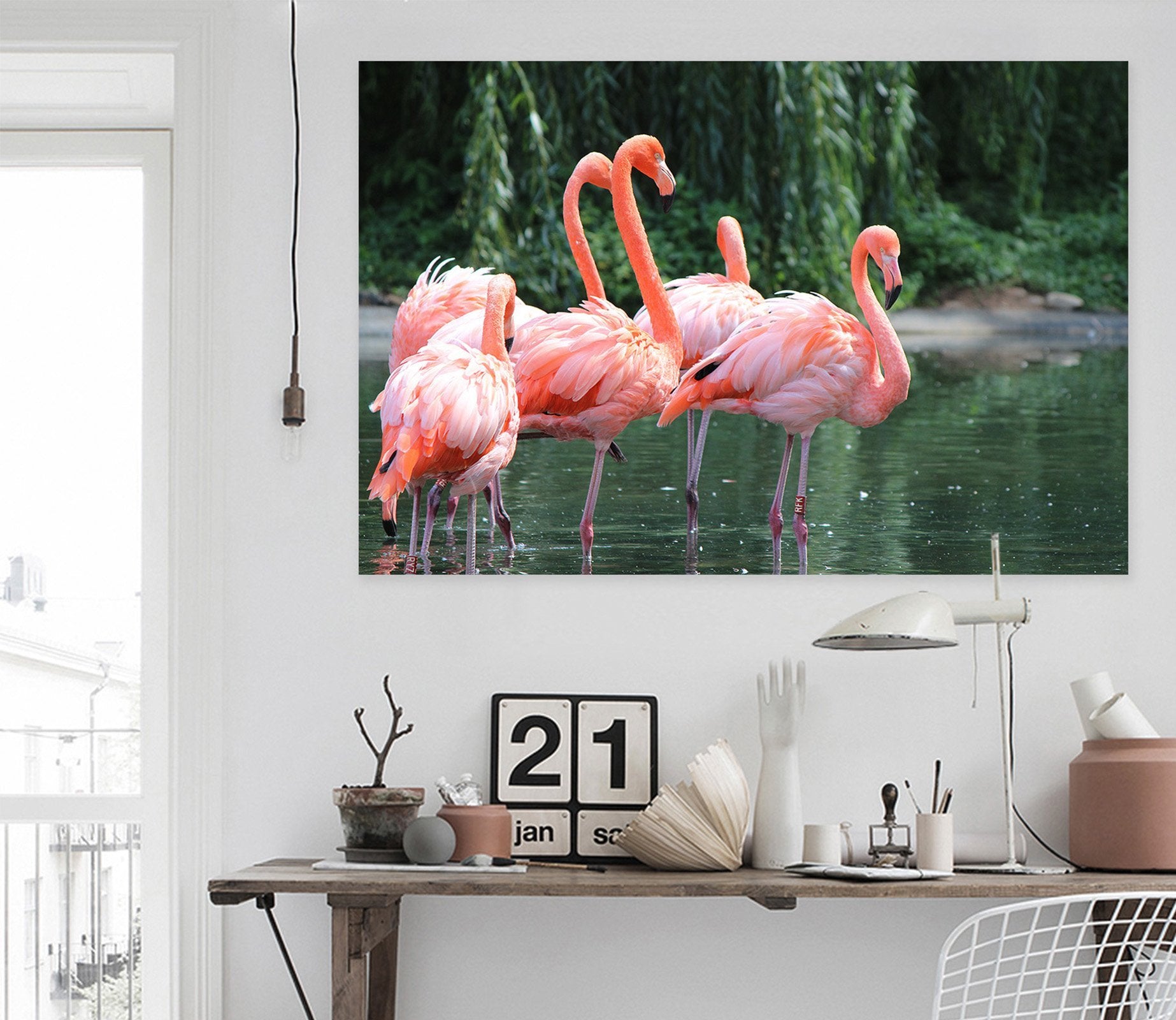 3D Flamingo Lake Water 53 Animal Wall Stickers Wallpaper AJ Wallpaper 2 