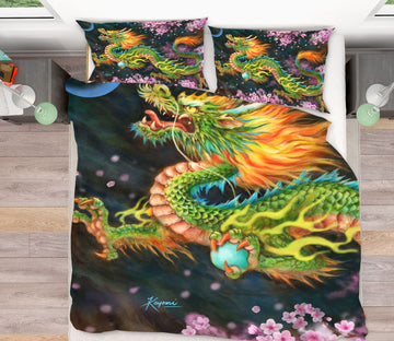 3D Peach Blossom Dragon 5925 Kayomi Harai Bedding Bed Pillowcases Quilt Cover Duvet Cover
