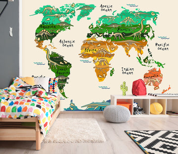 3D Color Painting 2120 World Map Wall Murals