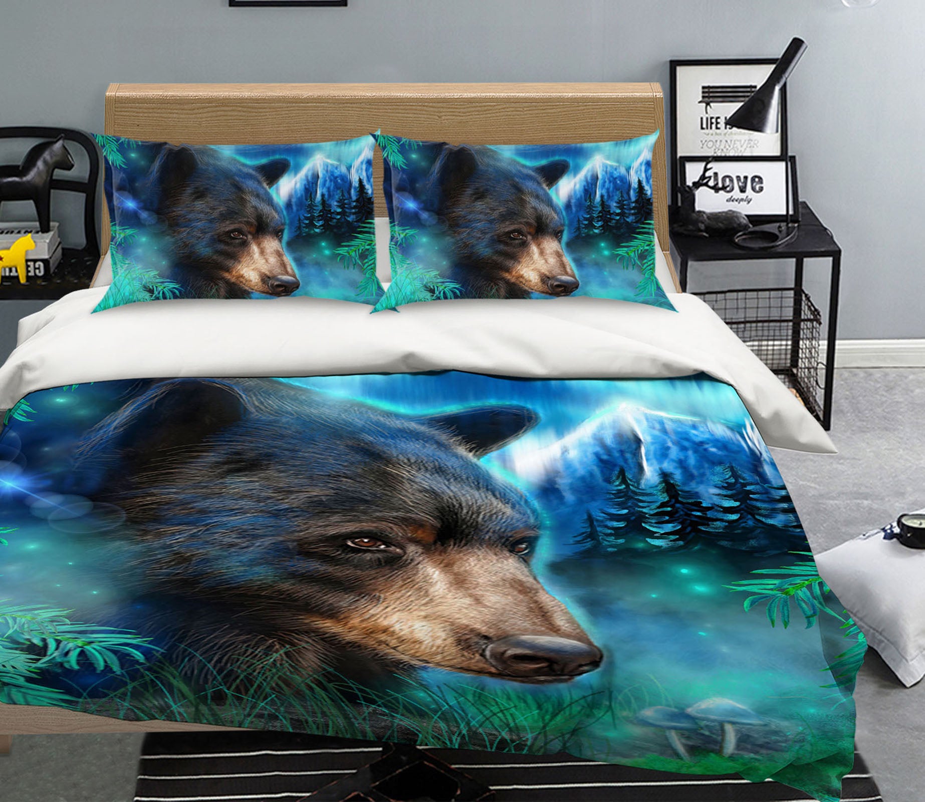 3D Aurora Bear 8579 Sheena Pike Bedding Bed Pillowcases Quilt Cover Duvet Cover