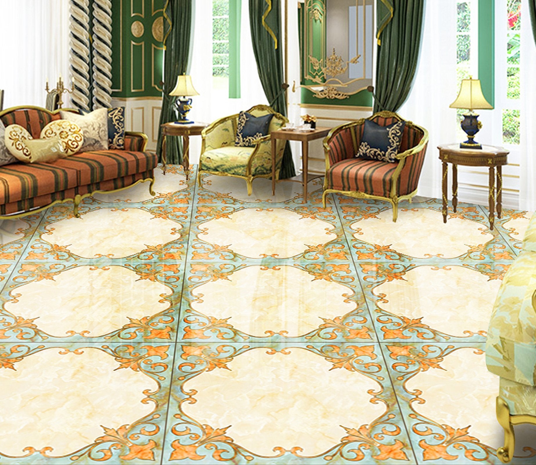 3D Marble Stripe WG677 Floor Mural Wallpaper AJ Wallpaper 2 