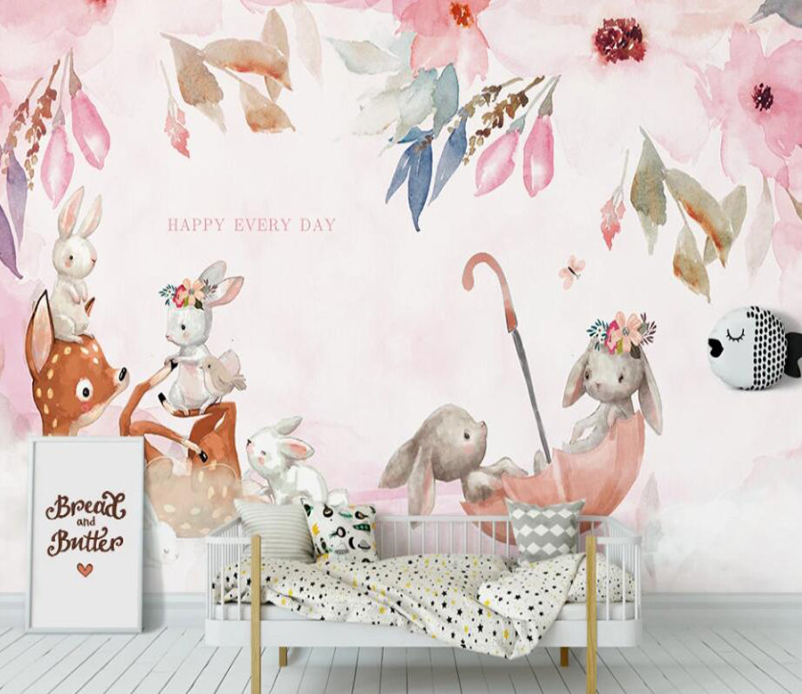 3D Pink Animals 1139 Wall Murals