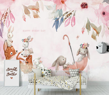3D Pink Animals 1139 Wall Murals