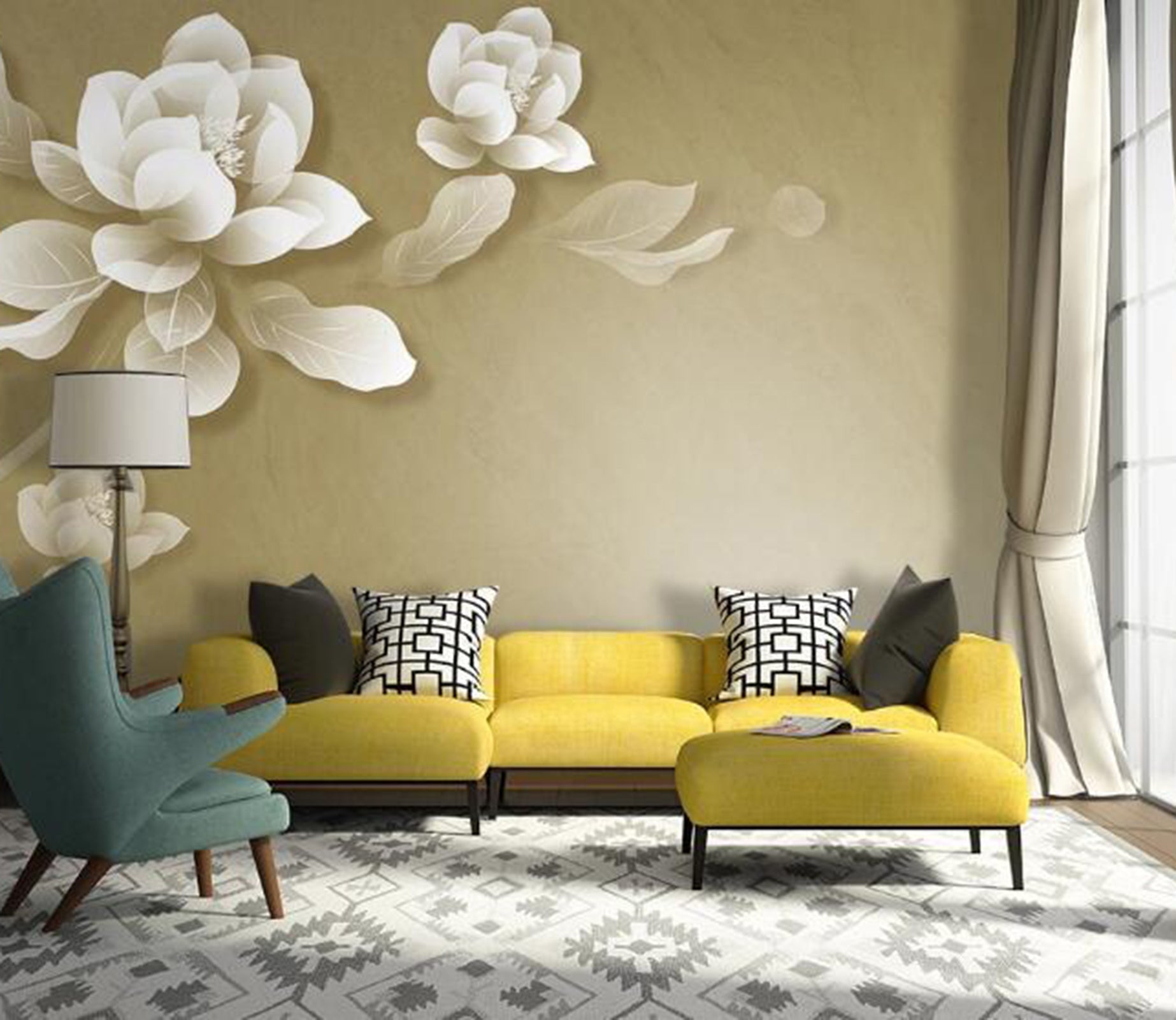3D White Petals WC52 Wall Murals Wallpaper AJ Wallpaper 2 