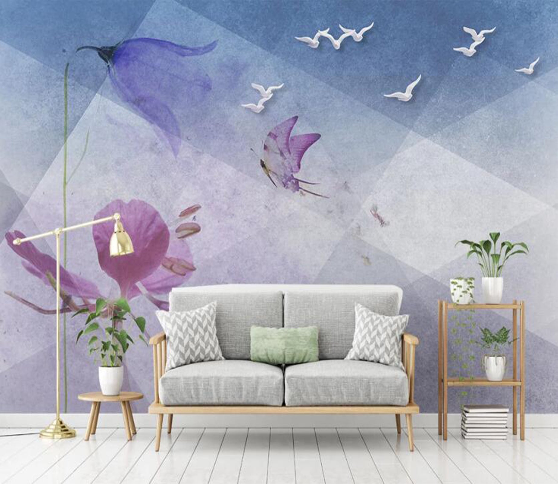 3D Lilac Flowers 2062 Wall Murals