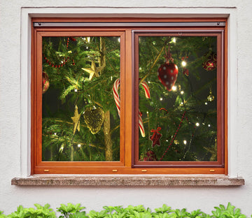 3D Tree Pendant 30011 Christmas Window Film Print Sticker Cling Stained Glass Xmas