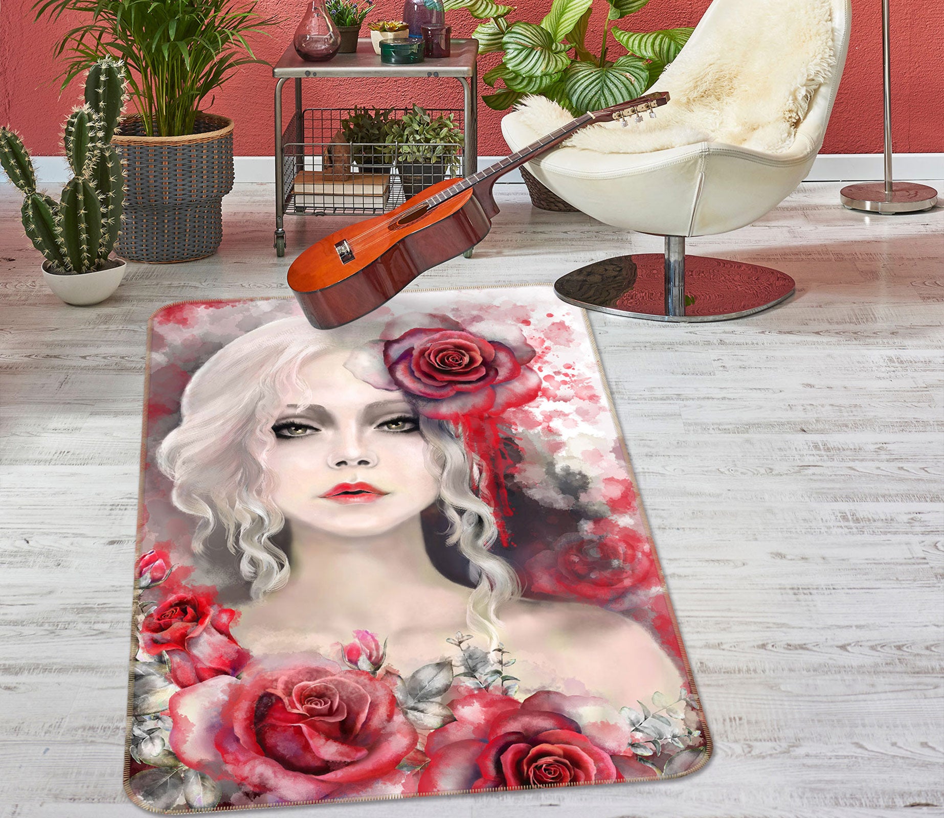 3D Rose Dress Lady 1062 Non Slip Rug Mat