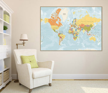 3D Painted Pattern 241 World Map Wall Sticker