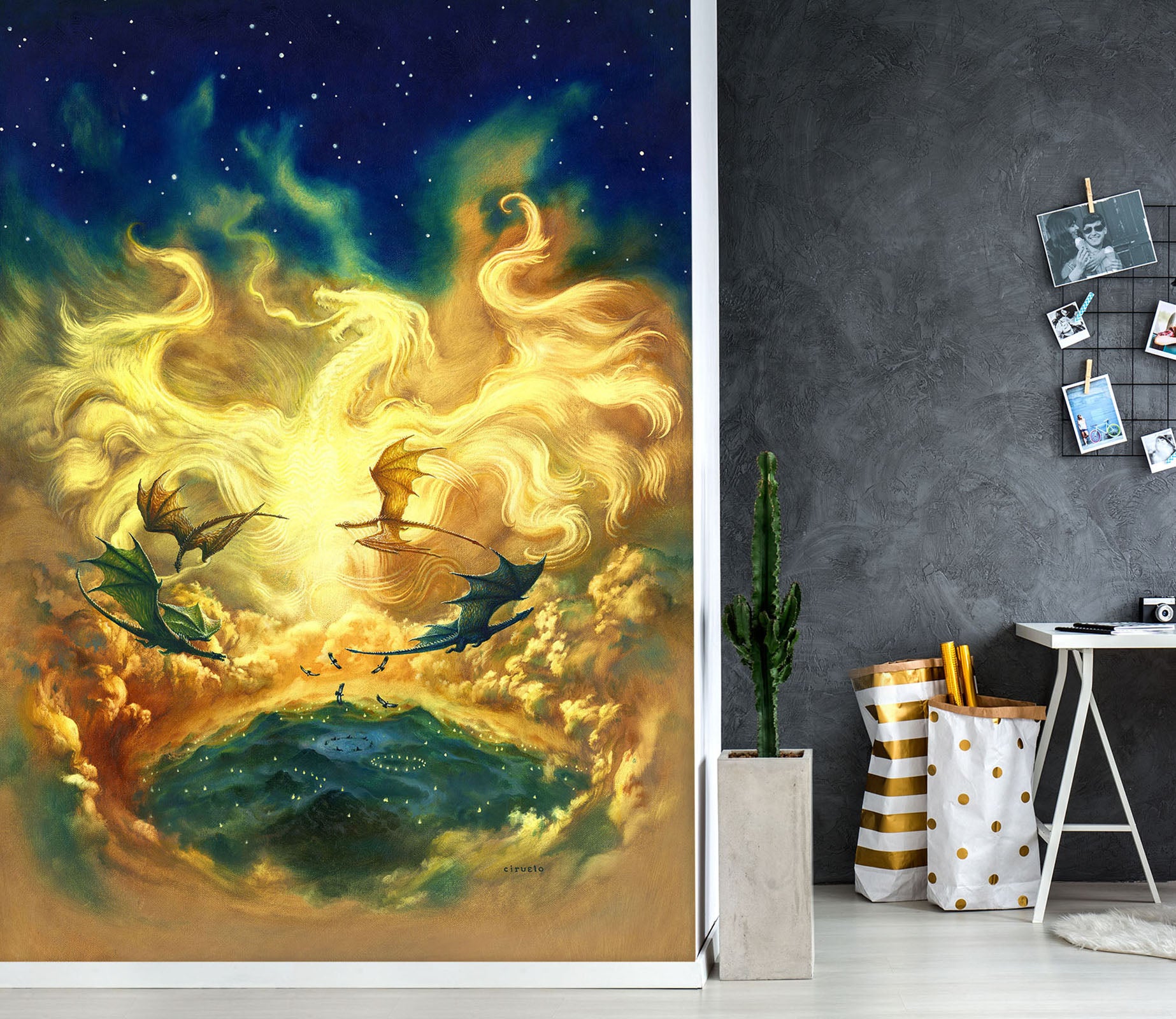 3D Starry Sky Dragon Pattern 7144 Ciruelo Wall Mural Wall Murals