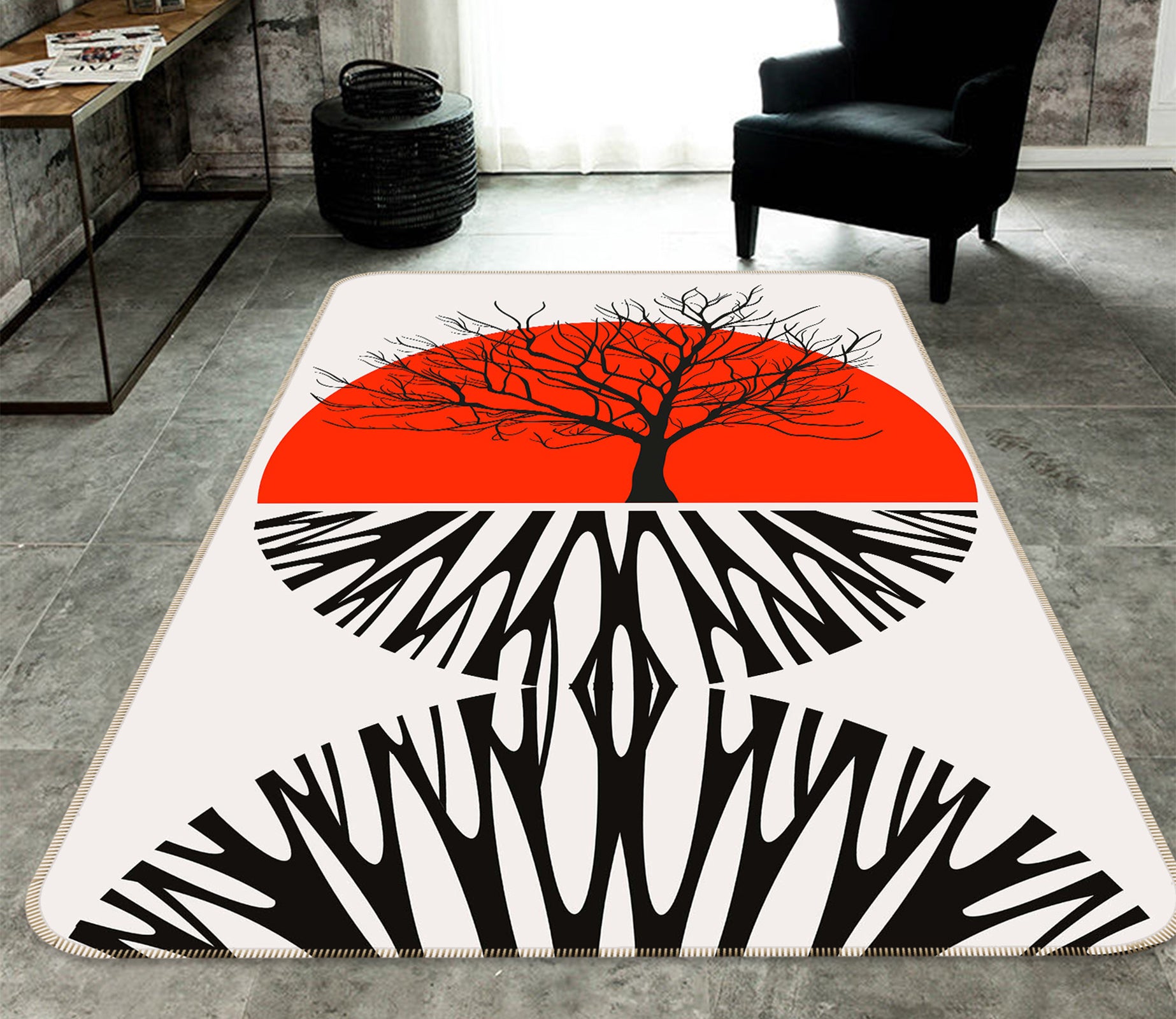 3D Warming Roots 1134 Boris Draschoff Rug Non Slip Rug Mat