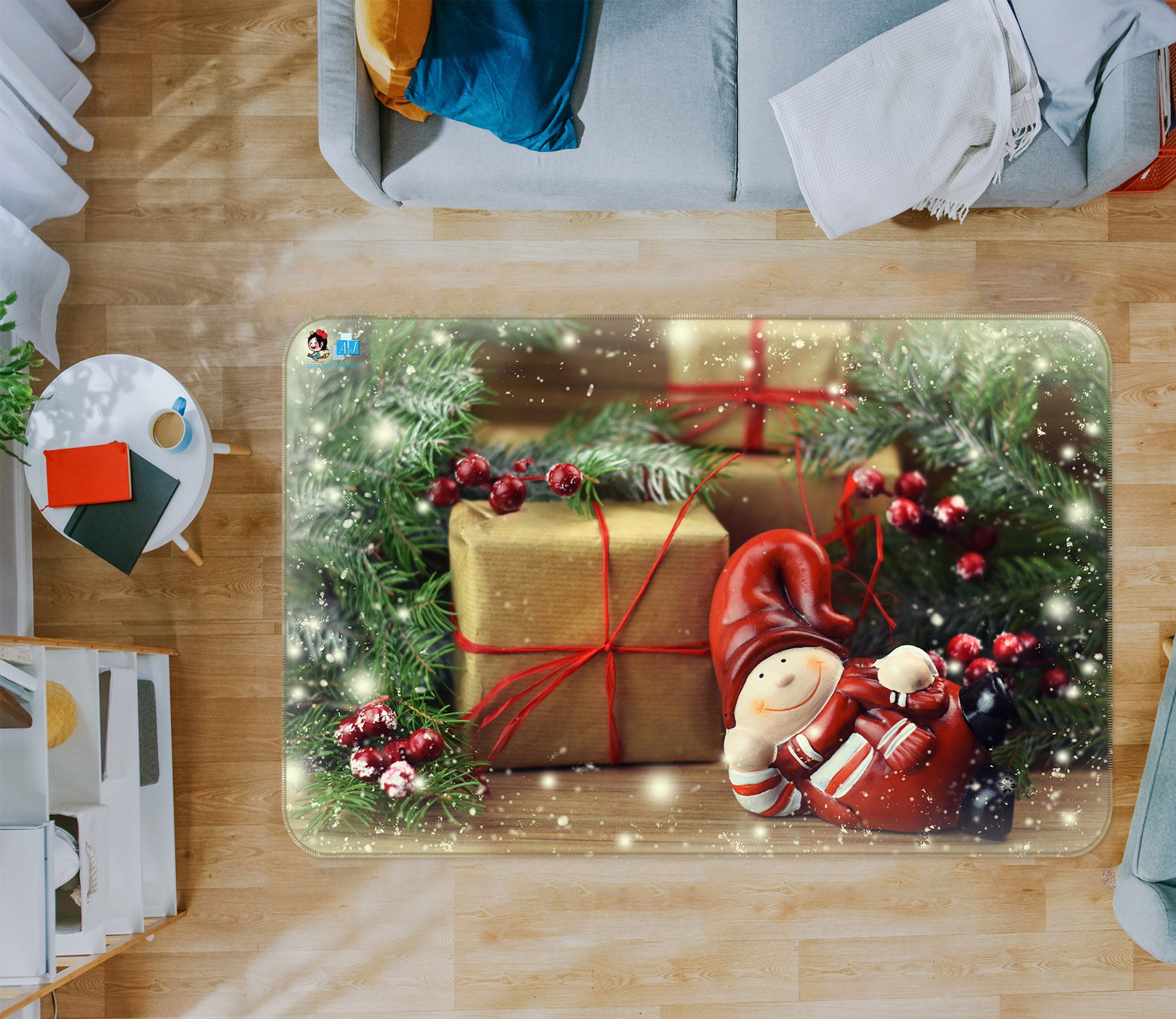 3D Gift Doll 56124 Christmas Non Slip Rug Mat Xmas