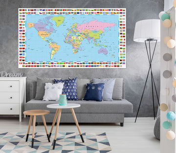 3D World Islands 226 World Map Wall Sticker