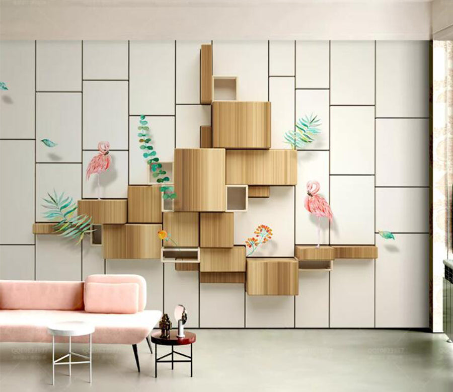 3D Pink Flamingo WC143 Wall Murals