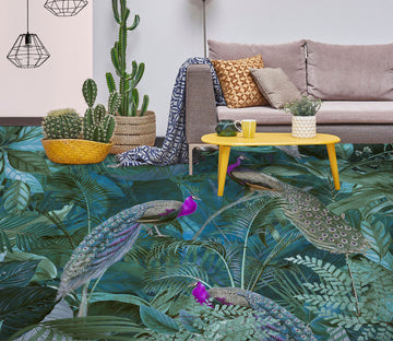 3D Green Bush Purple Peacock 10038 Andrea Haase Floor Mural  Wallpaper Murals Self-Adhesive Removable Print Epoxy
