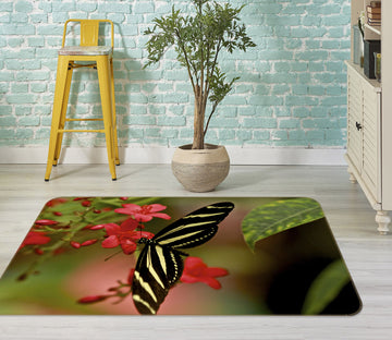 3D Zebra Longwing Butterfly 1133 Kathy Barefield Rug Non Slip Rug Mat