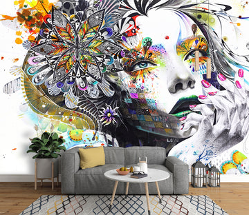 3D Painted Woman WG123 Wall Murals