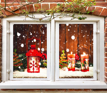 3D Candle 30057 Christmas Window Film Print Sticker Cling Stained Glass Xmas