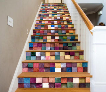 3D Rainbow Block 53732 Marble Tile Texture Stair Risers Wallpaper AJ Wallpaper 