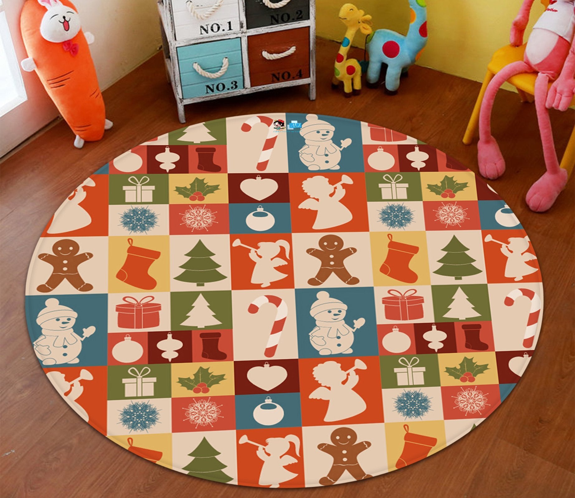 3D Palace Christmas Pattern 078 Round Non Slip Rug Mat Mat AJ Creativity Home 