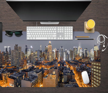 3D Night City Building 12411 Assaf Frank Desk Mat
