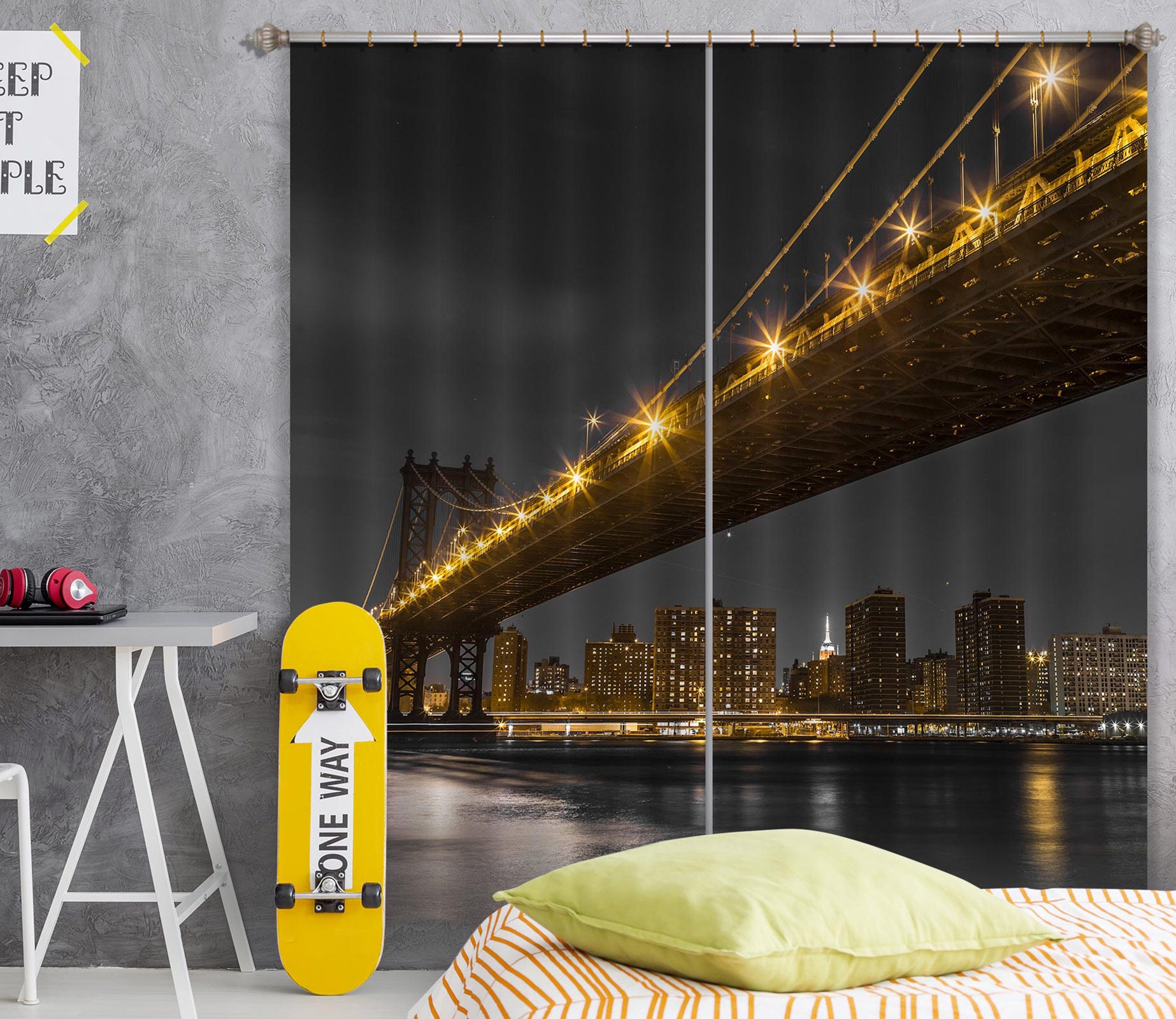3D New York Bridge 013 Assaf Frank Curtain Curtains Drapes