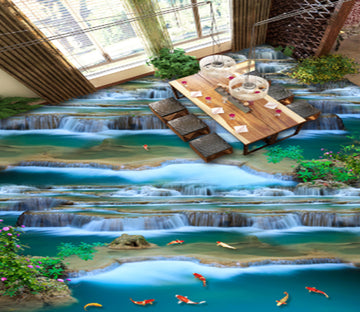 3D Running Water Koi 265 Floor Mural  Wallpaper Murals Rug & Mat Print Epoxy waterproof bath floor