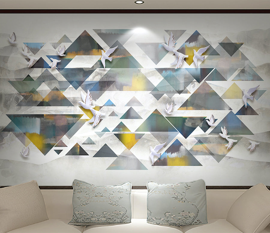 3D Pigeon Triangle WG150 Wall Murals