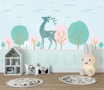 3D Light Green Fantastic Deer 2574 Wall Murals