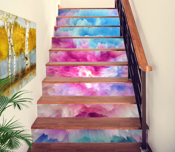 3D Color Gradation Flower 184 Stair Risers