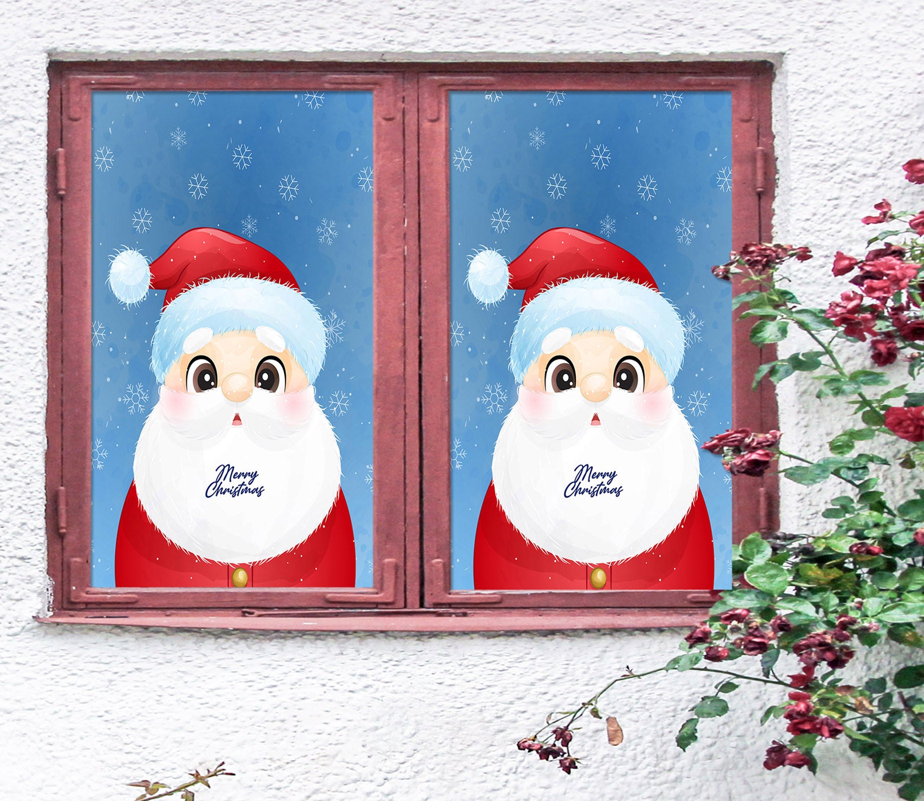 3D Santa Claus 30132 Christmas Window Film Print Sticker Cling Stained Glass Xmas