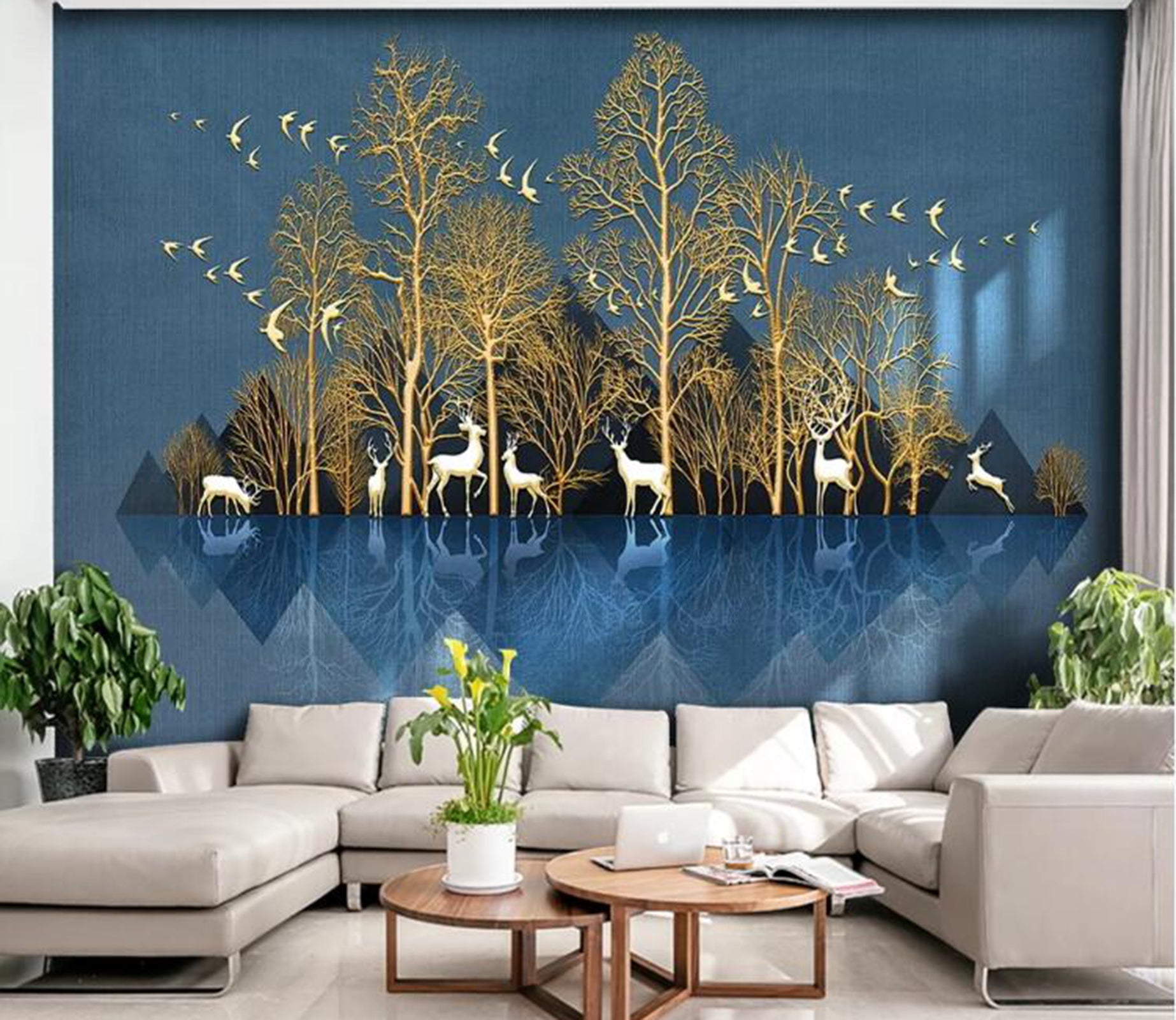 3D Deer Forest WC03 Wall Murals Wallpaper AJ Wallpaper 2 