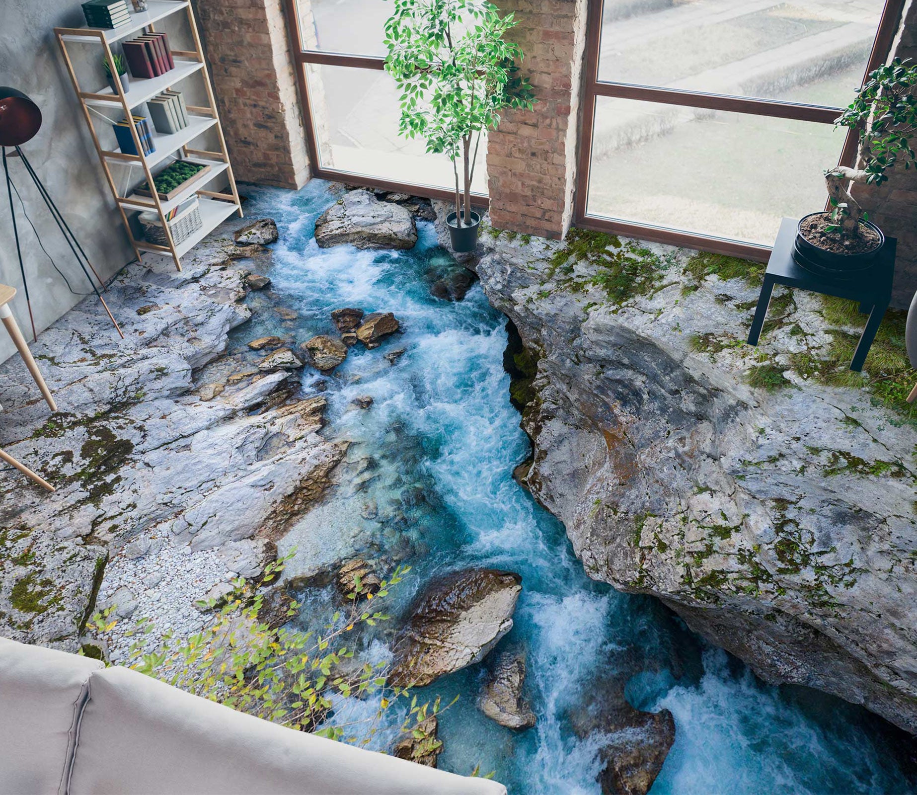 3D Narrow Turbulent River 474 Floor Mural  Wallpaper Murals Rug & Mat Print Epoxy waterproof bath floor