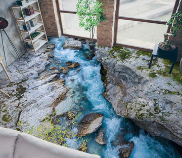 3D Narrow Turbulent River 474 Floor Mural  Wallpaper Murals Rug & Mat Print Epoxy waterproof bath floor