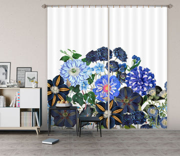 3D Blue Bouquet 209 Uta Naumann Curtain Curtains Drapes