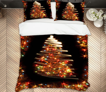 3D Colored Lights Tree 52215 Christmas Quilt Duvet Cover Xmas Bed Pillowcases