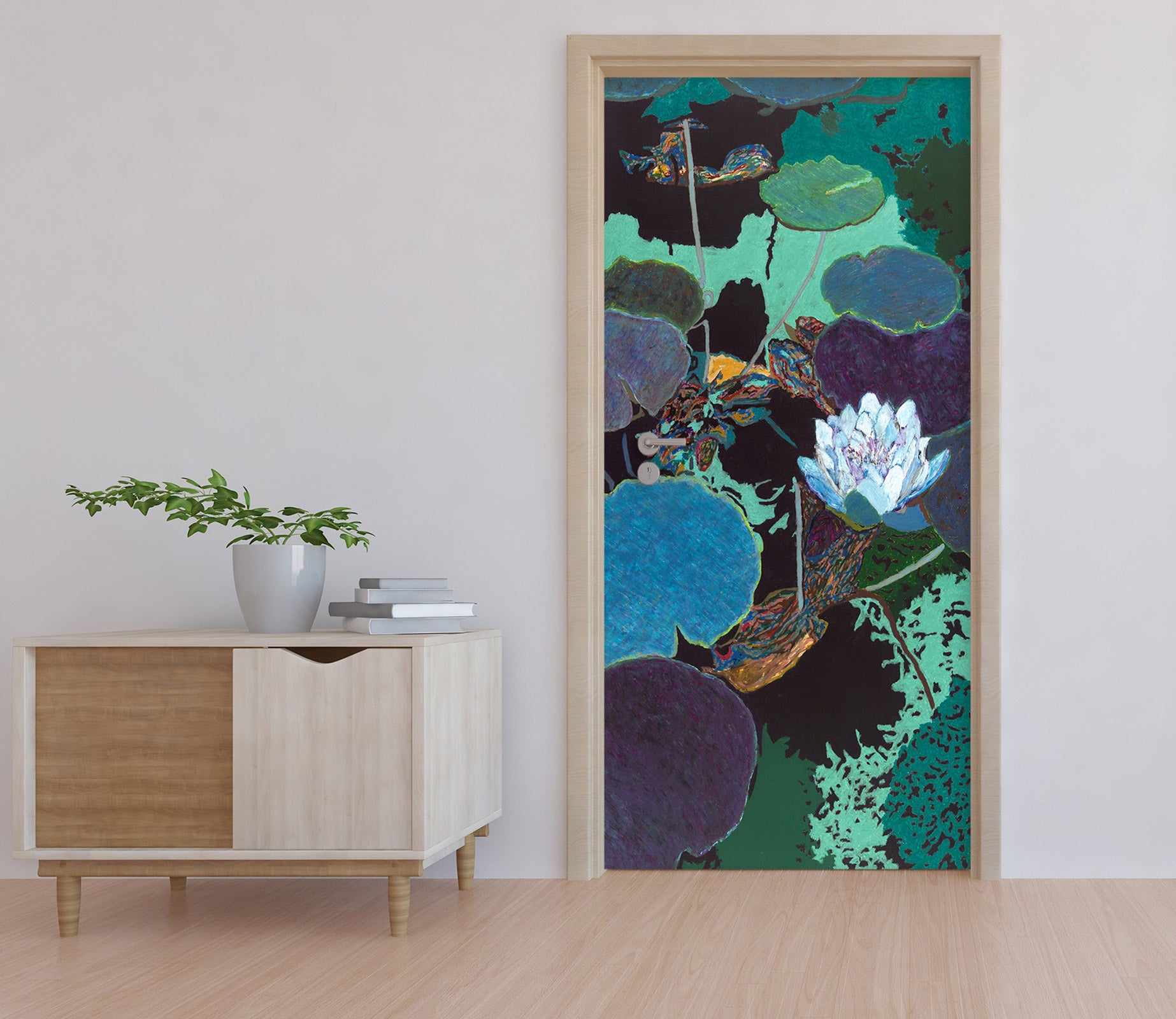 3D White Lotus Leaf 93155 Allan P. Friedlander Door Mural