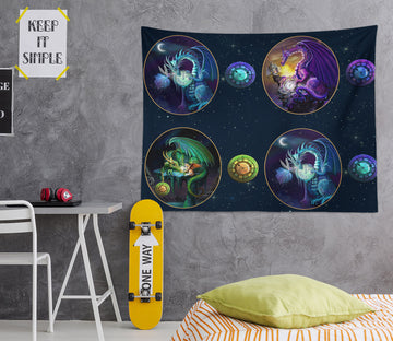 3D Dragon Clock 949 Rose Catherine Khan Tapestry Hanging Cloth Hang