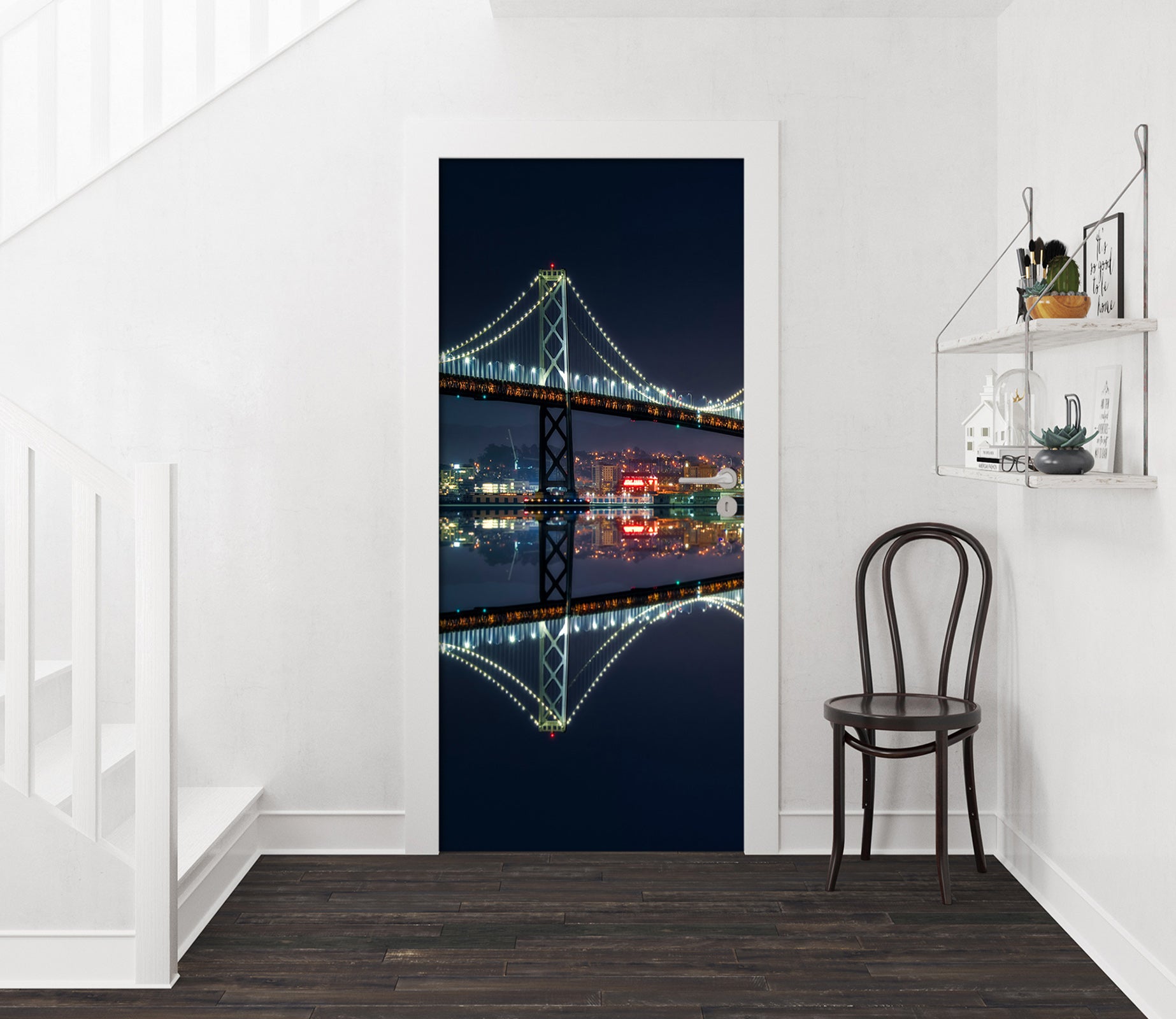 3D Night Bridge 119119 Marco Carmassi Door Mural